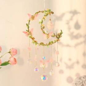 Sun Catcher Winding Leaf Flower Butterfly Leaves Moon Natural Crystal Pendant