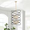 Transitional Gold/Matte Black Metal Chandelier Fixture; 8 lights ; 2-Tier-Candle Ceiling Light for Living Room; Bedroom; Dining Room; Dimmable; E12; W