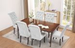 Modern Dining Set for 6, Rectangular Wood Dining Table and fabric Dining Chairs 6,Kitchen Table and Chairs for 6,Ideal for Kitchen Dining Room, Cappuc