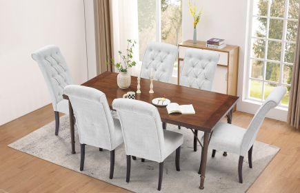 Modern Dining Set for 6, Rectangular Wood Dining Table and fabric Dining Chairs 6,Kitchen Table and Chairs for 6,Ideal for Kitchen Dining Room, Cappuc