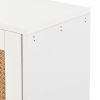 ON-TREND Rattan Boho Style Shoe Cabinet with 4 Flip Drawers, Modern 2-Tier Shoe Storage Organizer with Large Space, Free Standing Shoe Rack for Entran