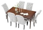 Modern Dining Set for 6, Rectangular Wood Dining Table and fabric Dining Chairs 6,Kitchen Table and Chairs for 6,Ideal for Kitchen Dining Room, Cappuc