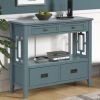 36'' Farmhouse Pine Wood Console Table Entry Sofa Table with 4 Drawers & 1 Storage Shelf for Entryway Living Room Bedroom Hallway Kitchen ( Blue)