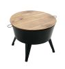 Farmhouse Rustic Distressed Metal Accent Cocktail Table; wood top-BLK; 1PC