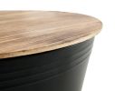 Farmhouse Rustic Distressed Metal Accent Cocktail Table; wood top-BLK; 1PC