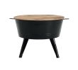 Farmhouse Rustic Distressed Metal Accent Cocktail Table; wood top-BLK; 1PC