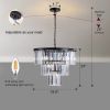 Black Luxury Crystal Chandelier Modern Chandeliers Lights Fixture Hanging Pendant Light Fixture for Dining Room Bedroom Living Room Dia 19.7 Inch-Blac