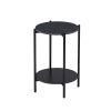 2-layer End Table with Whole Marble Tabletop, Round Coffee Table with Black Metal Frame for Bedroom Living Room Office (black,1 piece)