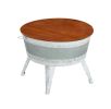 Farmhouse Rustic Distressed Metal Accent Cocktail Table; wood top-WHT; 1PC