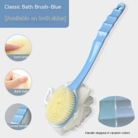 Bath Brush Back Soft Hair Bath Female Bath Brush Back Rub Bath Towel (Option: Blue With Bath Ball)