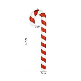 Red White And Green Painted Glitter Crutches Photography Shooting Props Christmas Decorations (Option: 60cm Red White Fat 1pc)