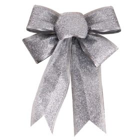 Pendant Christmas Gold Bow Decoration (Option: Large Bow Width About 20cm-Silver Bow)