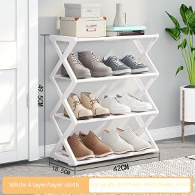 X-type Shoe Rack Simple Assembly Steel Tube Student Dormitory Multi-functional Storage Rack (Option: White-495X420X185Mm)