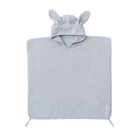 Children's Cotton Gauze Hooded Bath Towel (Option: Gray Rabbit Ears)