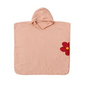 Children's Cotton Gauze Hooded Bath Towel (Option: Lotus Root Pink Cartoon)