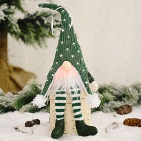 Christmas Decoration Supplies Forest Elderly Hanging Leg Pendant With Light Creative New Faceless Doll Ornaments (Color: Green)