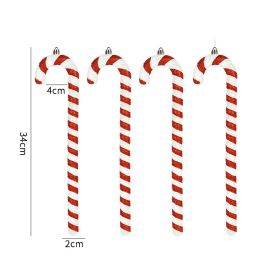 Red White And Green Painted Glitter Crutches Photography Shooting Props Christmas Decorations (Option: 34cm Red White Cane 4pc)