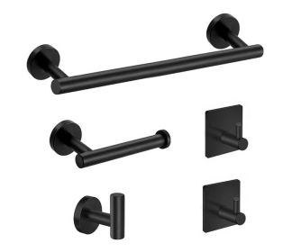 Stainless Steel Towel Rack Coat And Cap Bathroom Hook Bathroom Five-piece Set (Option: Paint 5 Piece Set)