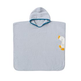 Children's Cotton Gauze Hooded Bath Towel (Option: Gray Cartoon)