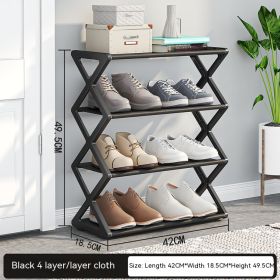 X-type Shoe Rack Simple Assembly Steel Tube Student Dormitory Multi-functional Storage Rack (Option: Black-495X420X185Mm)