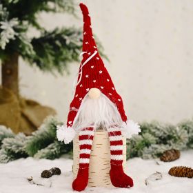 Christmas Decoration Supplies Forest Elderly Hanging Leg Pendant With Light Creative New Faceless Doll Ornaments (Color: Red)