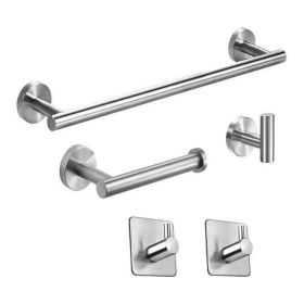 Stainless Steel Towel Rack Coat And Cap Bathroom Hook Bathroom Five-piece Set (Option: Brushed 5 Piece Set)