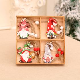 12 Wood Box Wooden Christmas Car Small Pendant Ornaments Santa Claus Decorations (Option: Style 1)