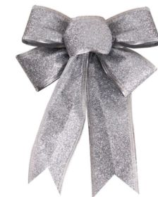 Pendant Christmas Gold Bow Decoration (Option: Small Size Bow About 14cm-Silver Bow)