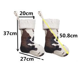 20-inch Plush Christmas Stockings Cows Pattern Gift Bag (Option: White Edge Cows Pattern-20 Inch)