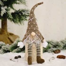 Christmas Decoration Supplies Forest Elderly Hanging Leg Pendant With Light Creative New Faceless Doll Ornaments (Color: Khaki)