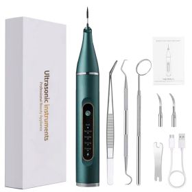 Ultrasonic Teeth Cleaner Portable Oral Care Water Toothpick (Option: Dark Green Dental 3 Piece Set-5 Gear Mode)