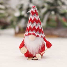 Cartoon Knitted Fabric Ski Faceless Doll Wooden Doll Pendant Christmas Tree Accessories (Option: D Ski Doll)