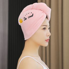 Female Strong Absorbent Quick-drying Towel Thick Coral Fleece Shower Cap (Option: Pink-25 √ó 65cm)