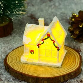 Christmas Decoration White Luminous Resin Small House (Option: D Style)