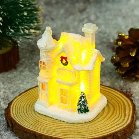 Christmas Decoration White Luminous Resin Small House (Option: E Style)