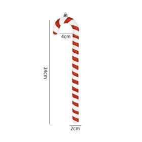 Red White And Green Painted Glitter Crutches Photography Shooting Props Christmas Decorations (Option: 34cm Red White Cane 1pc)