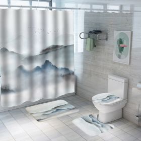 Digital Printing Polyester Bathroom Supplies Chinese Landscape Painting (Option: Yf105-90x180)