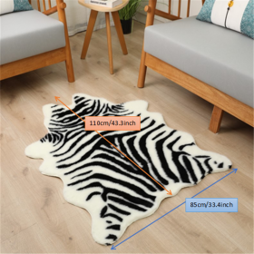 1pc Durable Faux Cowhide Rug - Washable, Low-Pile, Perfect for Bedroom and Living Room Decor - Western Style Animal Print Carpet for Home and Room Dec (Color: Black And White Zebra, size: 33.46*43.31inch)