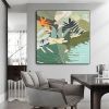 Handmade Oil Painting Original Abstract Oil Painting On Canvas Green Leaves Hand-Painted Large Painting Color Modern Floral Texture Boho Living Room W