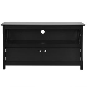 44 Inches Wooden Storage Cabinet TV Stand (Color: Black)