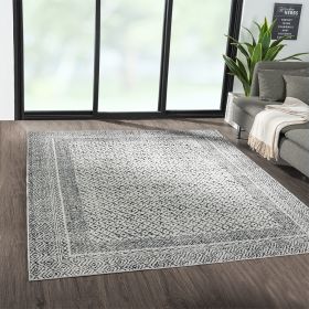 Moroccan Bordered Global Woven Area Rug (Color: as Pic)