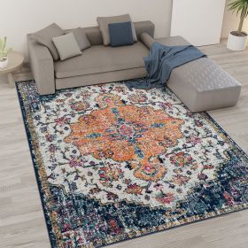 Boho Medallion Woven Area Rug (Color: as Pic)