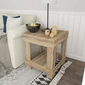 Rustic Wood Square End Table with Shelf (Actual Color: Natural)