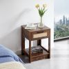 15.75" Rattan End table with drawer, Modern nightstand, side table for living roon, bedroom