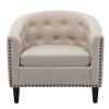 PU Leather Tufted Barrel ChairTub Chair for Living Room Bedroom Club Chairs