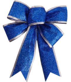 Pendant Christmas Gold Bow Decoration (Option: Small Size Bow About 14cm-Blue Bow)