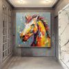 Hand Painted Oil Painting Palette Kinfe Horse Wall Art Original Animal Painting On Canvas Boho Wall Decor Abstract Modern Painting Large Impressionism