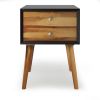 Mid-Century Wooden Multipurpose End Table with 2 Storage Drawers