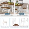 6-Piece Wood Dining Table Set Kitchen Table Set with Long Bench and 4 Dining Chairs, Farmhouse Style