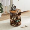 [New Design] Round pushable wooden shoe cabinet on wheels for 16-20 pairs of shoes-Brown